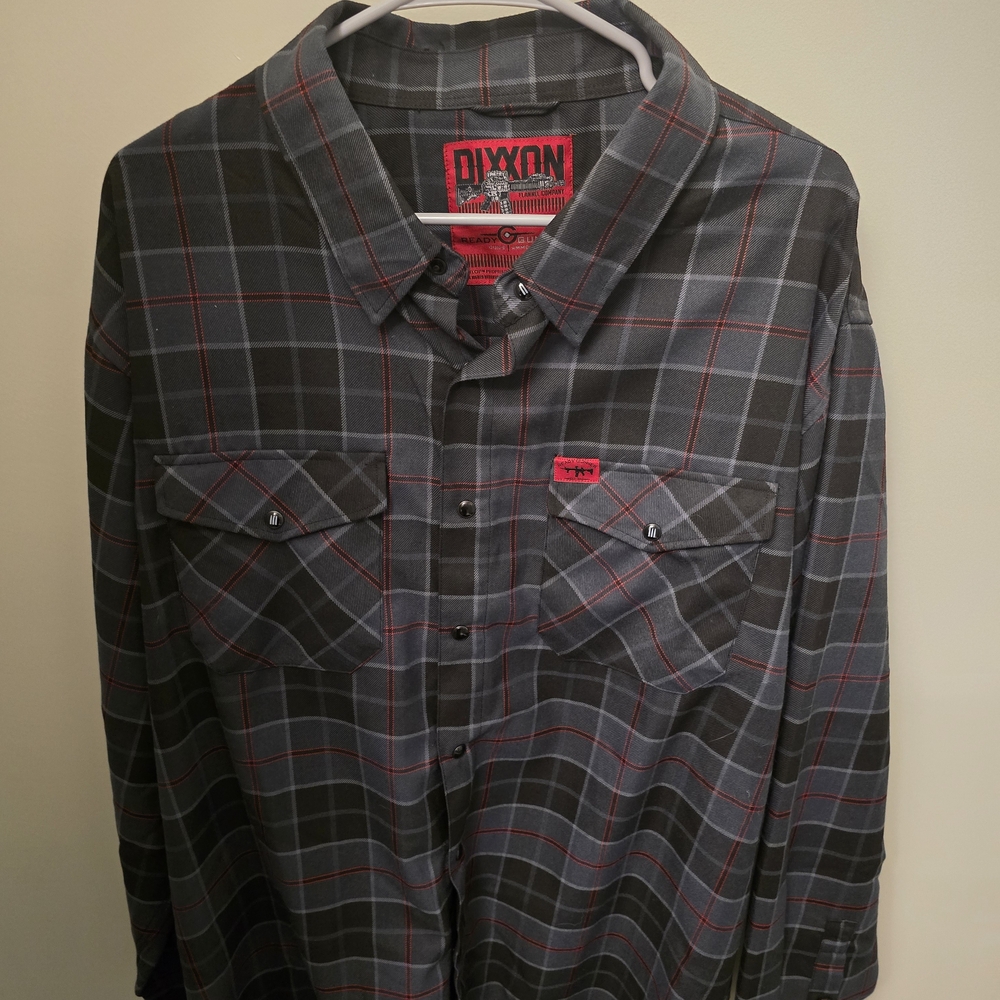 DIXXON Read Gunner Limited Edition Men's Charcoal and Crimson Plaid Shirt 3XL